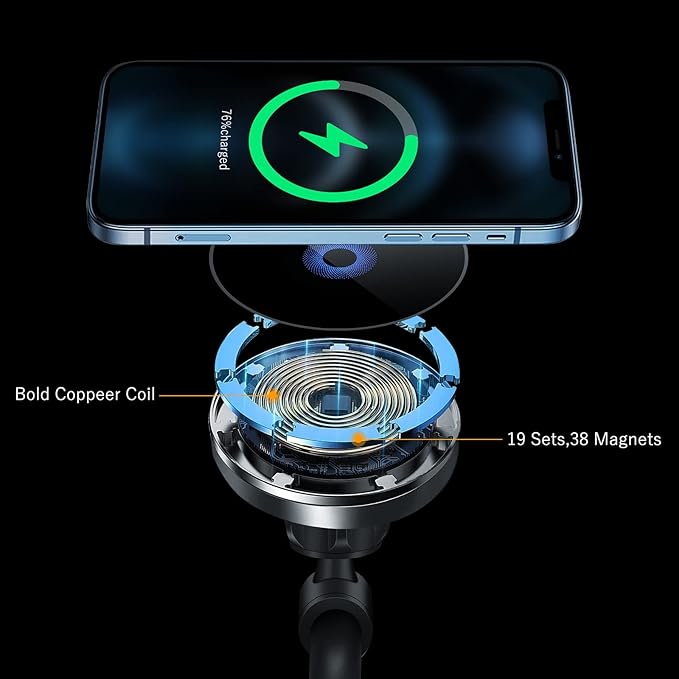 15W Magnetic Wireless Car Charger CD Slot Mount for iPhone 13/13 Pro/13 Pro Max/13 mini/12/12 Pro/12 Pro Max,Powerful Suction Auto-Alignment Mag-Safe Car Mount, Compatible with Mag-Safe Cases