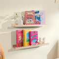 NEXHOME PRO Nursery Book Shelves, 2-Pack Solid Pine Wood Floating Shelves for Wall Kids, Wall Mounted Shelves for Bedroom/Liv