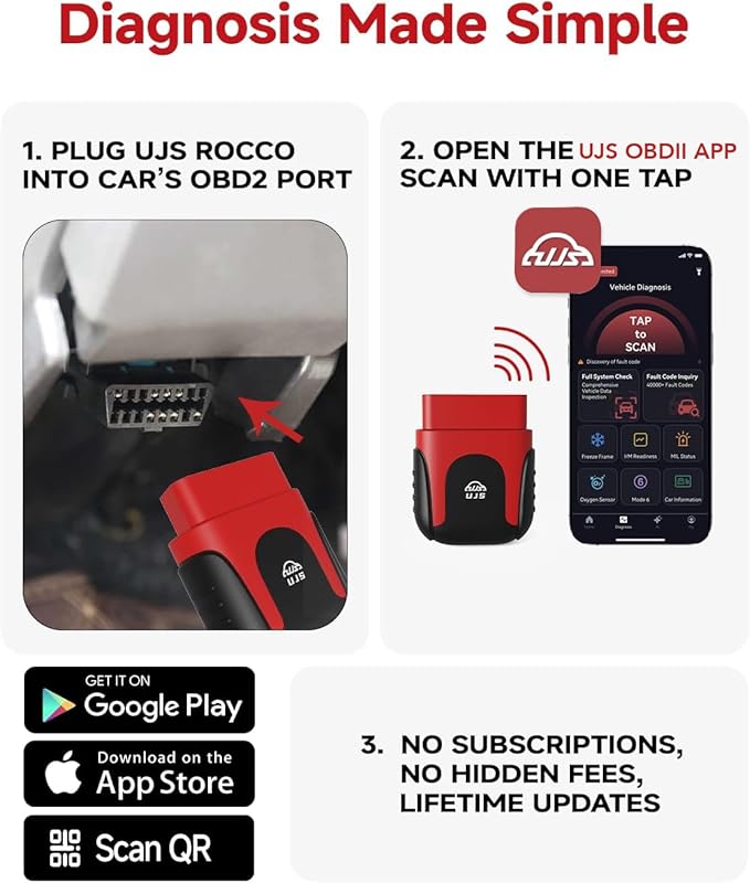 2026 Bluetooth OBD2 Scanner for iPhone & Android - AI Powered Wireless Car Diagnostic Scan Tool, Check Engine Code Reader with