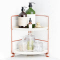 FSyueyun 2-Tier Corner Bathroom Counter Organizer, Tool-Less Installation Vanity Shelf Small Plastics Countertop Makeup Tray 