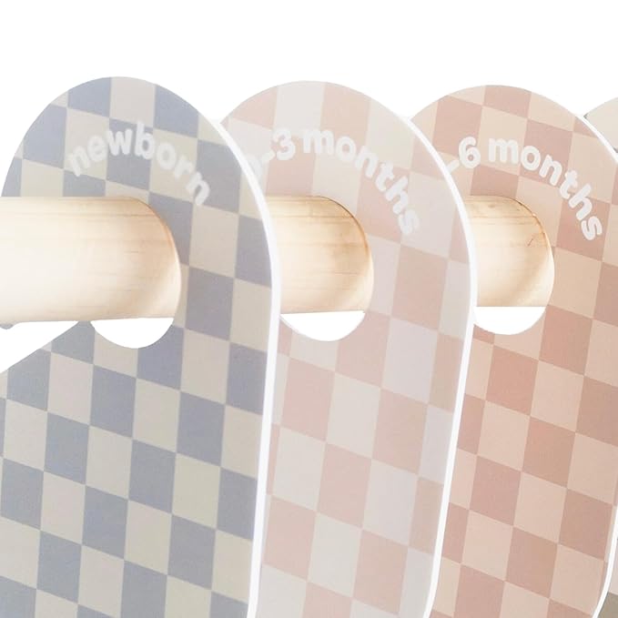 3 Sprouts Baby Closet Dividers 8-Piece Set Newborn to 2T - Double-Sided Organizer for Nursery Clothing Storage - Checkerboard