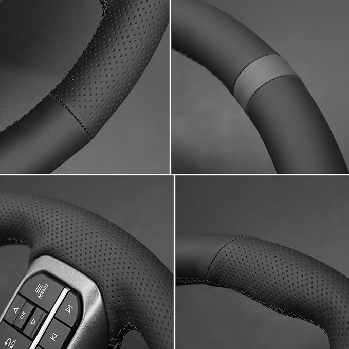MEWANT Steering Wheel Covers for Ford F-150 2021-2025 / F-150 Lightning 2022-2025 Hand-Stitched F150 Steering Wheel Wrap