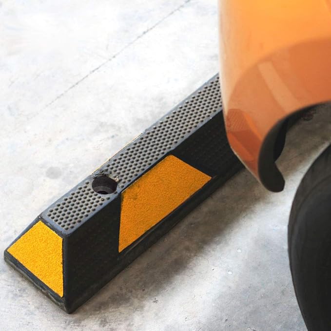Curb Parking Garage Floor Stopper - 72 Inch Extra Wide Heavy Duty Rubber Parking Lot Stopper, for Vehicles Truck Driveway, Protect Pumpers From Cars Vans Trucks - Pyle PCRSTP14,Black