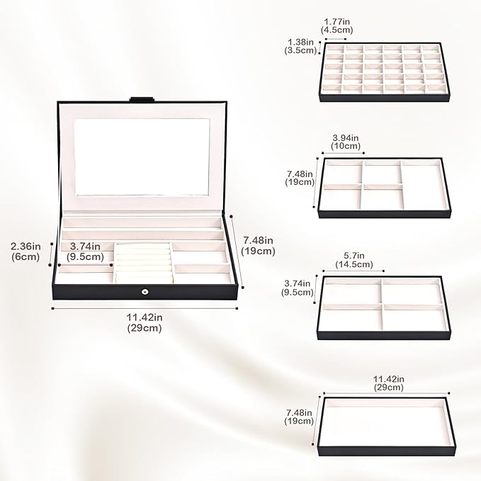 ProCase 5 Layers Stackable Jewelry Tray Box, Stackers Jewelry Trays for Dresser Drawer Storage, Jewelry Organizer Case with L