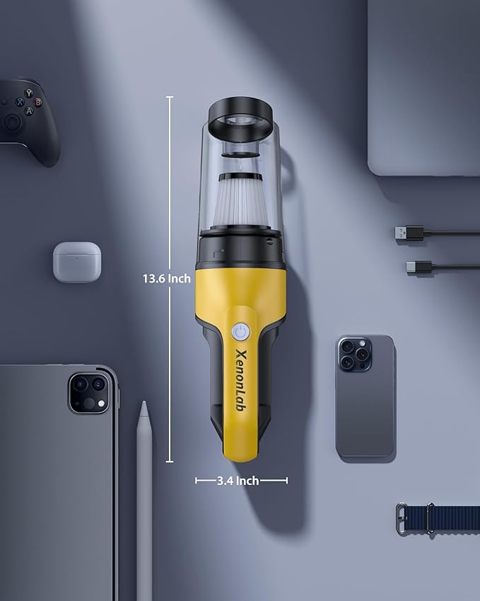 Handheld Vacuum Cordless 1.1 Pounds Car Vac 10000PA Hand Held Vacuums 4-in-1 Hand Vac Cordless Rechargeable HEPA Filter Large