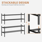 STORAGE MANIAC Long Expandable Shoe Rack, 24 Pairs Metal Wide Stackable Shoe Rack, Adjustable Shoes Shelf, Freestanding Shoes