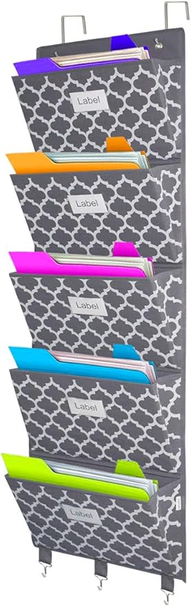 homyfort Over the Door File Organizer, Hanging File Folders, Wall Organizers and Storage for Mail, Magazine, Notebooks, Plann