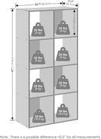 Furinno PELLI Book Shelf, 8-Cube Bookshelf, Horizontal Cube Storage Organizer Bookcase, 11.7 x 23.7 x 47, for Living Room, Be