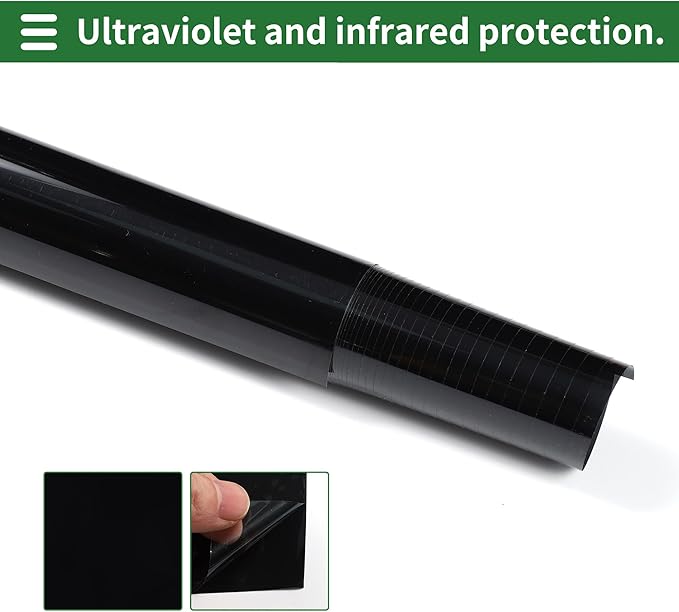 Motoforti Universal Car Window Tint Film Privacy Film 19.69 ft x 19.69 Inch Carbon 2 PLY PET Black 1 Pc VLT 4% IRR 76% UVR 99%