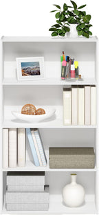 Furinno PASIR Book Shelf, 4-Tier Bookshelf, Bookcase with Open Shelf, 9.4 x 23.6 x 41.7, for Living Room, Bedroom, Home Offic