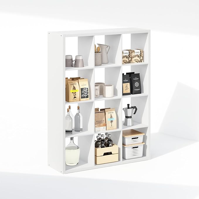 Furinno Cubic Closet Organizers and Storage, 12-Cube Closet Organizer, Open Shelf Closet Storage, Extra Thick Frame for Wardr