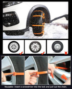 Snow Chains for Car, 12 PCS Universal Adjustable Snow Tire Chains for Sand Snow Mud Emergency Traction