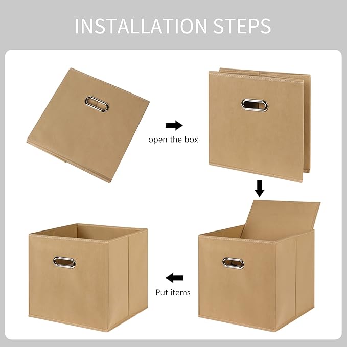 Black Fabric Cubby Storage Bins,13x13x13 Inches ,Cube Organizer Bin Foldable Storage Boxes with Dual Handles Fabric Organizer