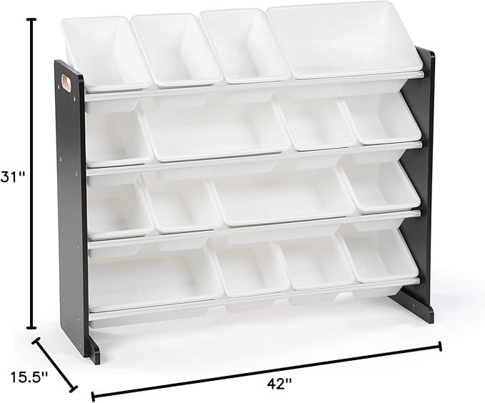 Humble Crew Supersized Toy Storage Organizer with 16 Removable Bins, Black/White – Large Toy Storage for Toddlers Ideal for K