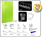 Azar Displays 900945-GRE The DIY Multi-purpose 70-piece Pegboard Wall Organizer Kit with Two Panels and Accessory Assortment,