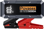 Povasee Car Battery Jump Starter 5000A Jump Box (All Gas/10L Diesel) Portable Car Jump Starter Battery Pack, 12V Jumper