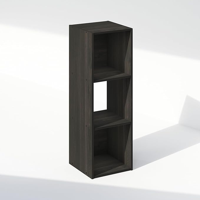Furinno PELLI Book Shelf, 3-Cube Bookshelf, Cube Storage Organizer Bookcase, 11.7 x 12.1 x 35.4, for Living Room, Bedroom, Ho
