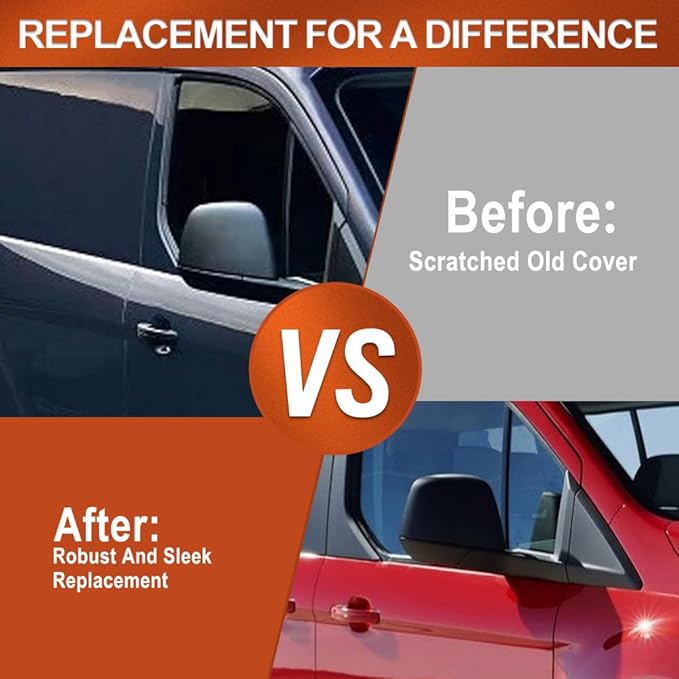 Rearview Mirror Cover, Car Rearview Side Mirror Caps, Compatible with Ford Transit Connect 2014-2018, 1 pc (Right)