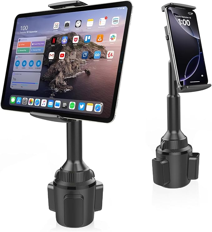 APPS2Car Tablet Holder for Car, Cup Holder Tablet Mount for Truck, Height Adjustable iPad Holder Compatible with 4.7-11" iPad Pro Air Mini, Galaxy Tab, iPhone, Cell Phone