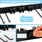 Broom Holder Door Mount,Door Mounted Broom and Mop Holder with Dual Tool Hooks, Three Slots, and One Tool Storage Basket For 
