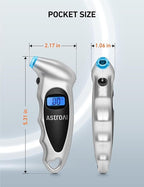 AstroAI Digital Tire Pressure Gauge 0-150PSI Calibrated to ANSI B40.7 +/-1PSI, 4 Units for Car Truck Bicycle with Backlight LCD and Presta Valve Adaptor, Sliver, 2Pack