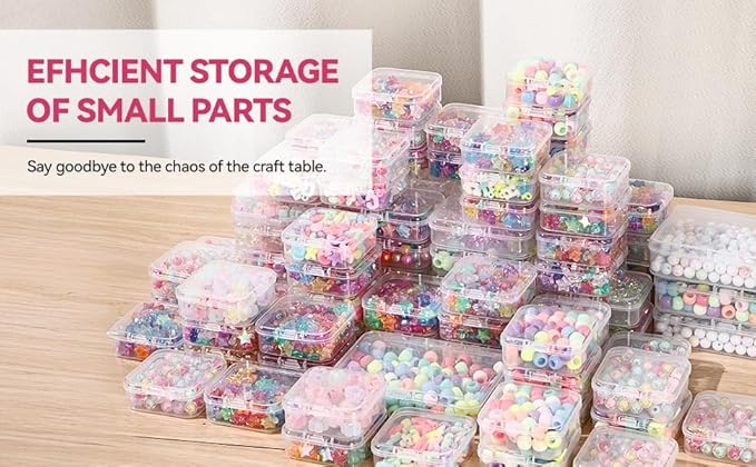 VTG Bead Organizer Box, 56 Pcs Small Plastic Containers with Lids and 3-Tier Stackable Storage Box, Clear Organizers for Jewe