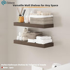 Floating Shelves Board for Wall with Brackets – 24" L x 10" W x 2" T Rich Walnut Melamine Wood Floating Shelves for Bathroom,