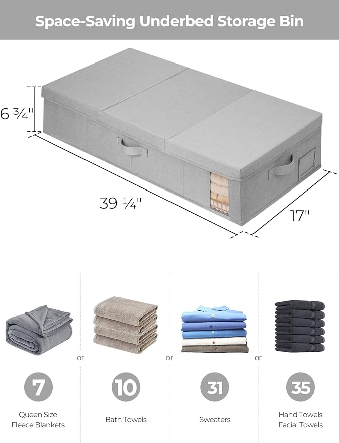 StorageWorks Under Bed Storage with Lid with Underbed Storage Bins