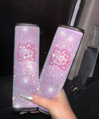 Fashion Car Ultra Bling Steering Wheel Cover with Sparkly Diamond Rhinestones, Gorgeous Accessory with Anti Slip Lining Extra Bling Especially Shiny Cat Exotic Universal (Seat Belts Purple)