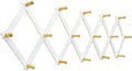 SKOLOO Accordion Wall Hanger with 16 Hooks, Modern Expandable Coat Rack Hat Rack for Wall, Solid Wooden, Natural on White