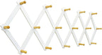 SKOLOO Accordion Wall Hanger with 16 Hooks, Modern Expandable Coat Rack Hat Rack for Wall, Solid Wooden, Natural on White