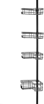 Utopia Alley Rust-Resistant Shower Tension Pole Caddy, 4 Shelves (Matt Black)