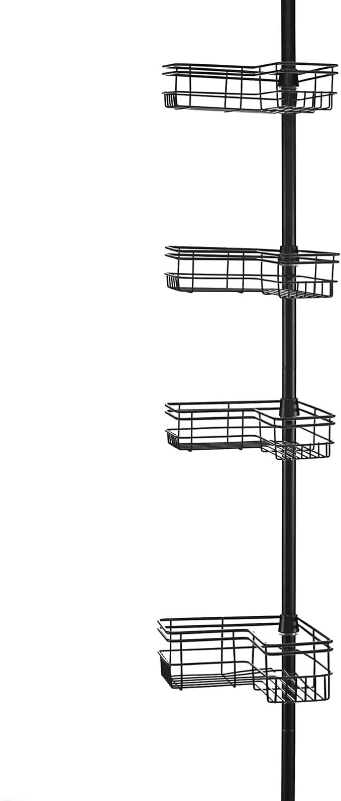 Utopia Alley Rust-Resistant Shower Tension Pole Caddy, 4 Shelves (Matt Black)