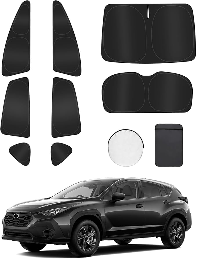 8PCS Window Shades for Crosstrek 2024-2026 Accessories – Full Coverage Sun Shade for Side Windows, Rear Triangular & Windshield – UV Protection & Privacy for Camping, Napping, Relaxing