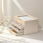 BOOVO Clear Lid Jewelry Box,4 Layers Jewelry Organizer Large Jewelry Storage Box with 3 Drawers,Jewelry Holder Organzier of R