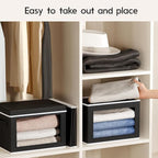 Homsorout Collapsible Storage Bins with Lids - Stackable Storage Containers with Window, 15.7 Inch Fabric Organizing Bins for