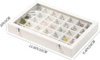 Coward Ring Earring Jewelry Organizer Box, 35 Grids Dustproof Display Holder Case, Beige Velvet Jewelry Bead Display Tray Cas