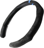 Quick Install Sporty Suede Steering Wheel Cover with Blue Stripe for 14½ to 15 inches Car Sedan Coupe SUV Pickup Steering Wheel 14.5 to 15 inches