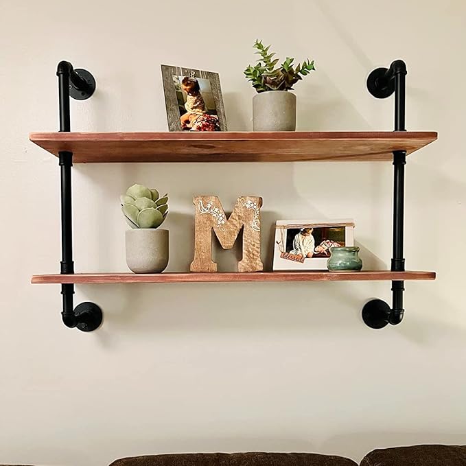 Pipe Shelves Industrial Pipe Shelving Shelves Real Wood Industrial Floating Pipe Shelves with Wood Planks 36 inch Wall Shelve