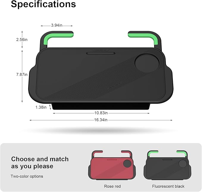 2-in-1 Car Steering Wheel Desk Tray & Car Seat Gap Filler Organizer - Silicone Look Table for Laptop, Eating Food, Writing -