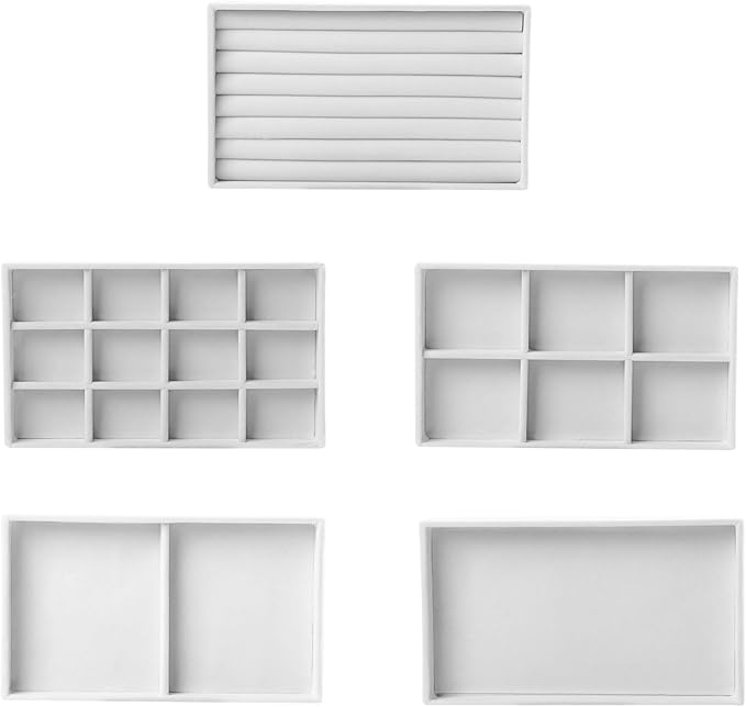 Frebeauty Extra Large Acrylic Jewelry Box for Women 5 Layers Clear Jewelry Organizer Velvet Earring Box with 5 Drawers Rings 