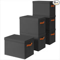 Homsorout Storage Bins with Lids - Fabric Storage Baskets for Shelves, 6 Pack Foldable Decorative Boxes with Handles, Stackab