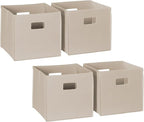 RiverRidge Folding Storage Bins with Handles Taupe Cube Storage Organizer for Closet, Bedroom & Playroom - Closet Organizers 