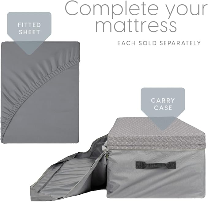 Milliard Trifold Mattress, Cot Size, 6 inch, Portable Foldable Mattress with Memory Foam & Washable Cover, Tri-Folding Floor 