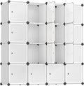SONGMICS Cube Storage Organizer, Set of 16 Plastic Cubes, Closet Storage Shelves, DIY Plastic Closet Cabinet, Modular Bookcas