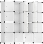 SONGMICS Cube Storage Organizer, Set of 16 Plastic Cubes, Closet Storage Shelves, DIY Plastic Closet Cabinet, Modular Bookcas