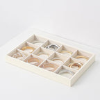 Stackable Jewelry Organizer Tray For Drawers,White Leather Small Earring Storage Tray,Bracelet And Necklace Display Box,Jewel