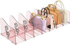 SURETIVIAN Rose Purse Dividers for Closet, 2 Pack Clear Clutch Purse Closet Organizers, Adjustable Handbag Storage Organizers