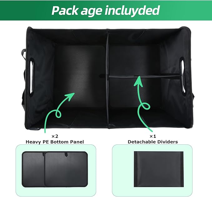 Car Trunk Organizer, 75L Large Capacity Waterproof Auto Storage with Non-Slip Bottom Strips, Collapsible Cargo Organizer for Su