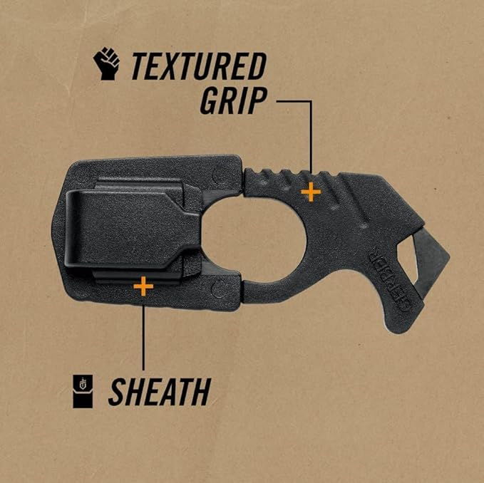 Gerber Gear Seatbelt Strap Cutter Escape Tool with Lanyard Hole and Glass Breaker, Made in USA, Coyote Brown, 5 x 2.5 x 1 inc